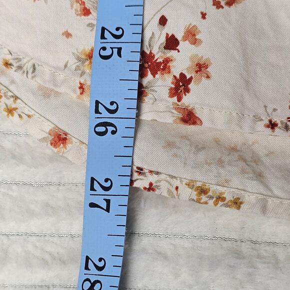 Orvis Women’s L Floral Button Front Shirt Cream Orange Cotton Modal Short Sleeve - Picture 7 of 9